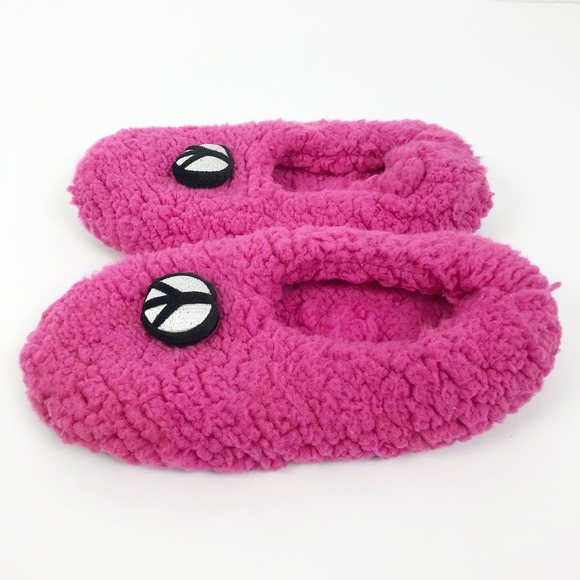 Abound Womens Slipper Sock M/L Hot Pink Peace Round Toe Slip-On NWOT - Picture 3 of 7